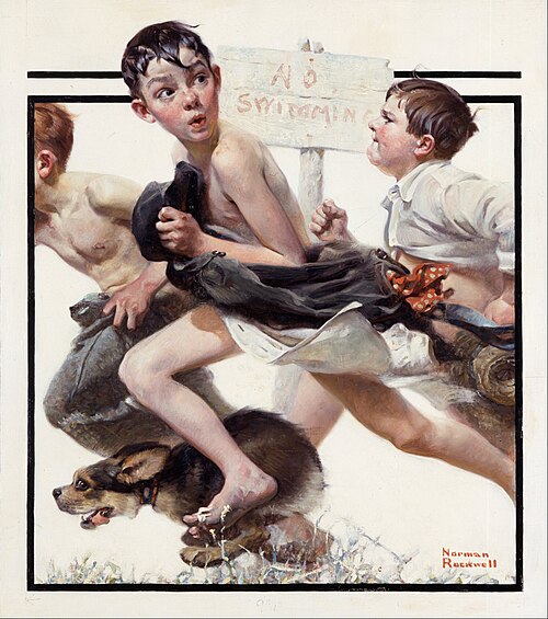 No Swimming, 1921, Norman Rockwell