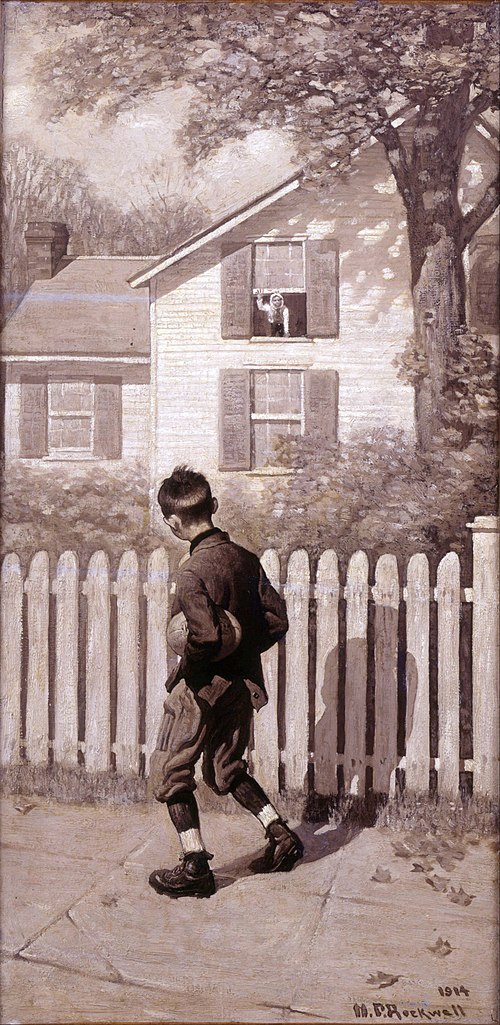The Magic Foot-ball, 'Tommy appeared at an upstairs window.' (Boy with Mumps), 1914, Norman Rockwell