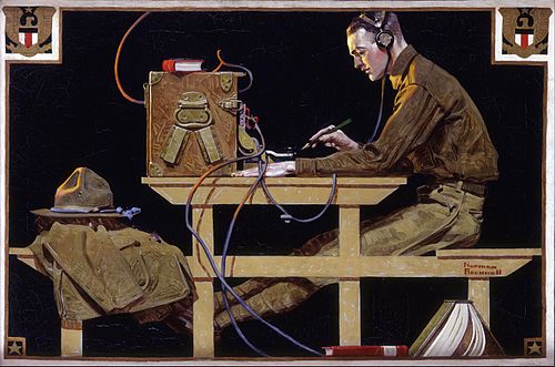 U.S. Army Teaches a Trade (G.I. Telegrapher), 1919, Norman Rockwell