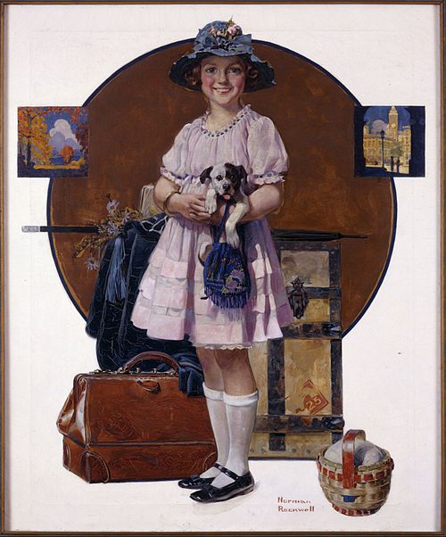 Vacation's Over (Girl Returning from Summer Trip ), 1921, Norman Rockwell