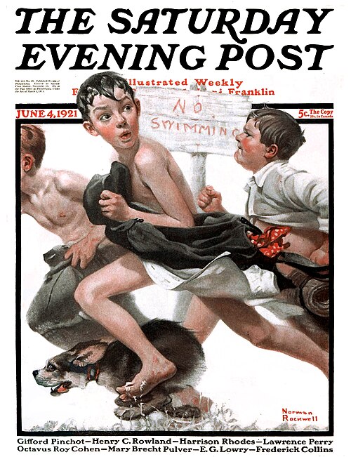 No swimming, 1921, Norman Rockwell