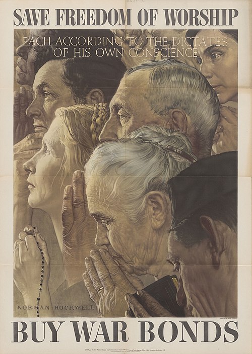 La Liberté de culte, 1943, Norman Rockwell