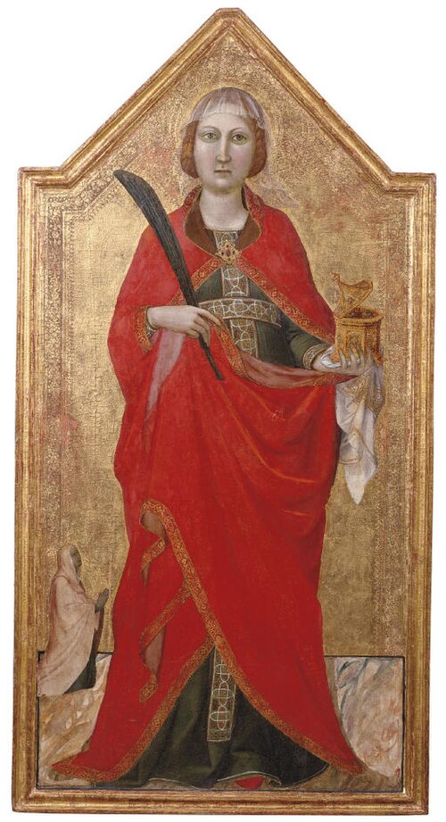 Saint Lucy with a female patron, 1330, Jacopo di Casentino
