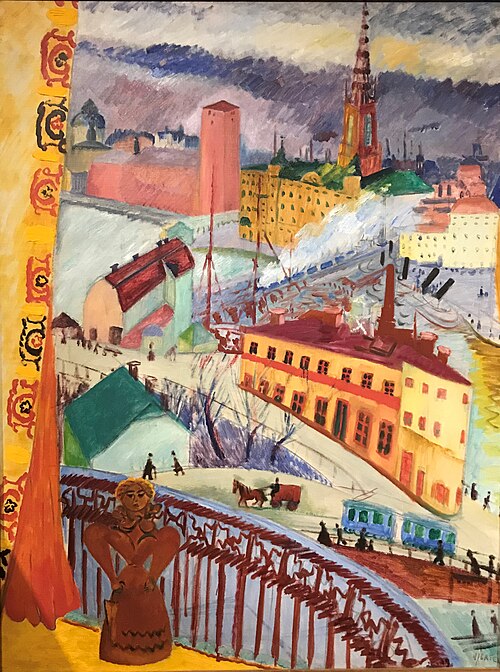 View of Slussen, 1919, Sigrid Hjertén
