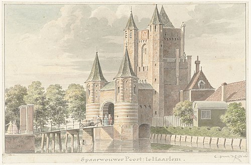 De Amsterdammer of Spaarnwouder poort te Haarlem, 1750, Cornelis Pronk