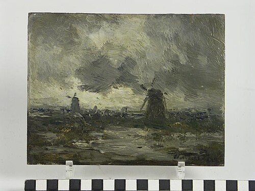 Landschap met molens aan een plas., , Willem Cornelis Rip