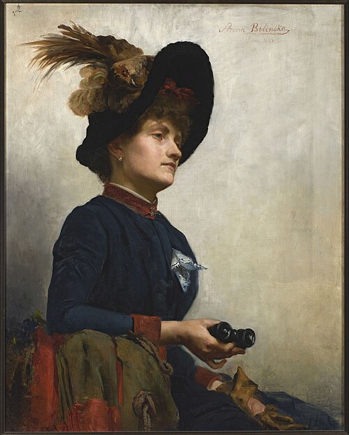 Portrait d'une dame avec des jumelles., 1884, Anna Bilińska-Bohdanowicz