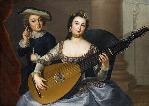 Woman Playing a Lute, 1740, Anna Dorothea Therbusch