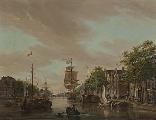 Gezicht op de Leuvehaven, 1782, Gerrit Groenewegen