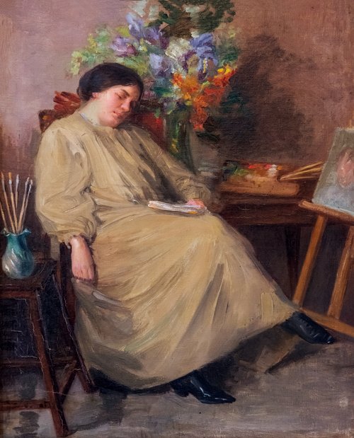 Le peintre endormi, 1900, Henri Loubat