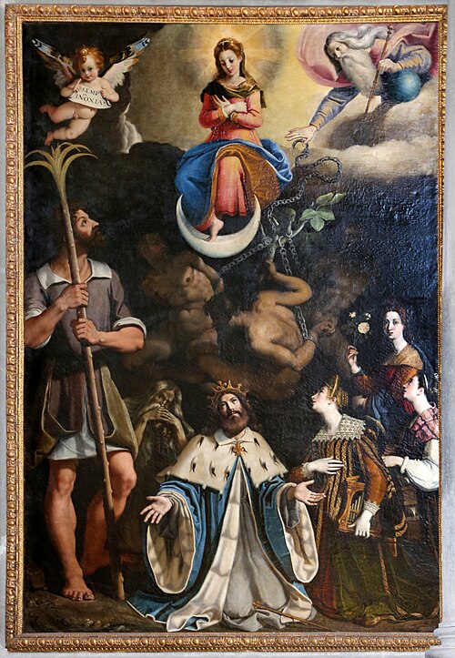 immacolata concezione coi ss. cristoforo, ludovico re, cecilia e caterina, 1609, Andrea Commodi