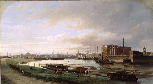 De Amsterdamsche Stoomsuikerraffinaderij aan de Grote Bickerstraat, 1865, Kaspar Karsen