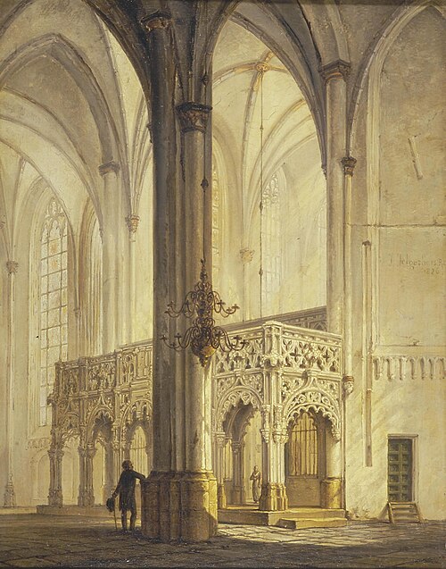 Interieur van St. Joriskerk met oxaal, 1826, Johannes Rienksz Jelgerhuis
