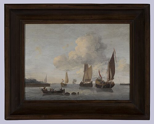 Kalme zee met spiegeljacht, 1699, Wigerus Vitringa