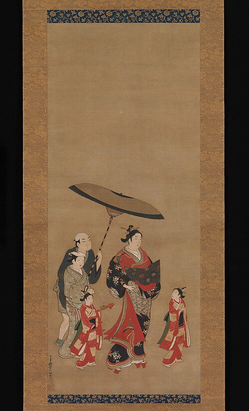 Courtesan on Parade, 1739, Miyagawa Isshō