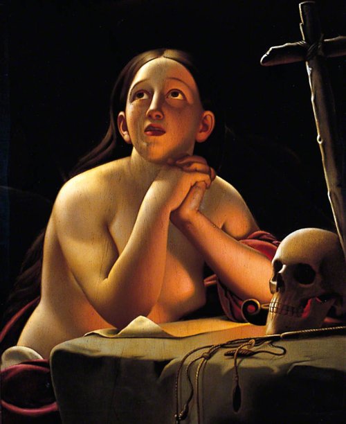 The Magdalen by Lamplight, 1866, Édouard Louis Dubufe