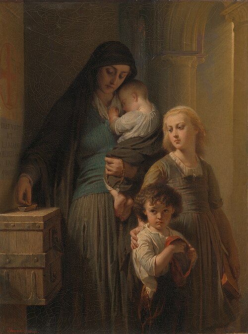 The widow's penny, 1861, Édouard Louis Dubufe
