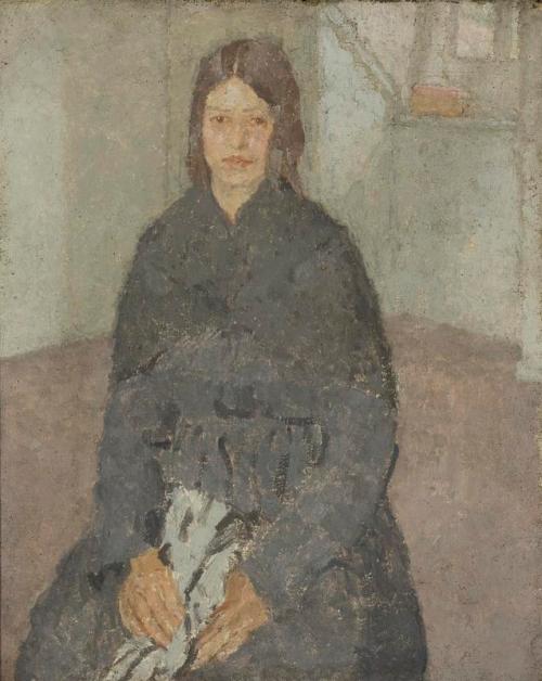 Seated Girl Holding a Piece of Sewing, 1920, Gwen John