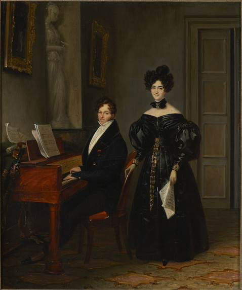 Portrait de François-Adrien Boieldieu et de son épouse Jenny Philis-Bertin, 1830, Édouard Pingret