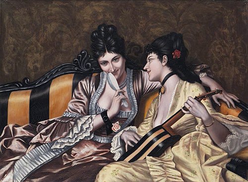 Two ladies on a sofa, 1887, Luis Ricardo Falero