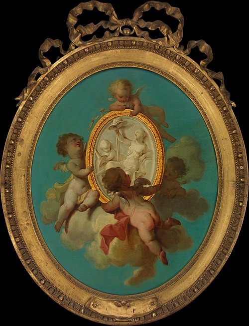 Putti with a Medallion, 1759, Charles Eisen