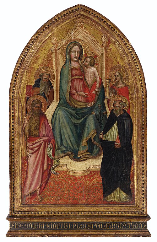 The Madonna and Child enthroned with Saints Barbara, Dominic, John the Baptist and Anthony Abbot, 1420, Giovanni dal Ponte