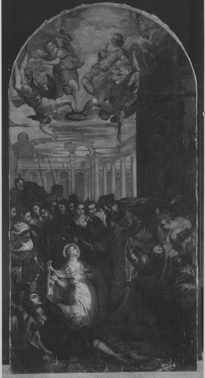 Die hl. Agnes erweckt den Sohn des Präfekten zum Leben (nach Tintoretto), 1873, August Wolf