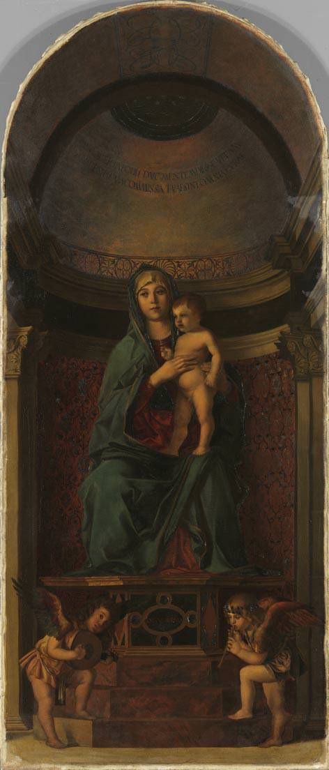 Thronende Madonna mit Engeln und Heiligen (nach Giovanni Bellini) (Frari-Triptychon), 1870, August Wolf
