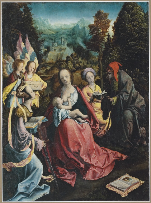 The Holy Family with saints and angels, 1520, Anonieme Antwerpse Maniërist
