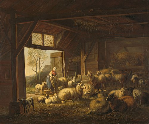 Sheep and Goats in a Stable, 1821, Jan van Ravenswaay