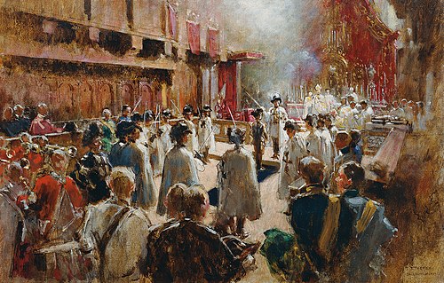Der Ritterschlag des Grafen Boos-Waldeck durch den Großmeister des Deutschen Ritterordens Erzherzog , 1911, Theodor Josef Ethofer