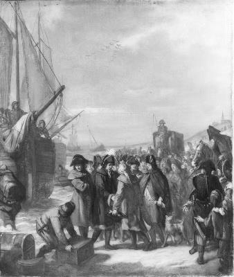 Anno 1795. Het vertrek van Prins Willem V te Scheveningen, 1865, Barend Wijnveld