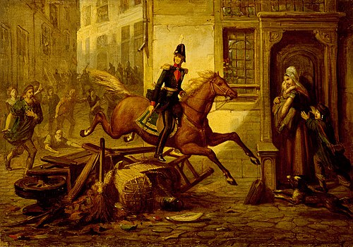 Anno 1830. De prins van Oranje ontsnapt aan de woede van het Brusselse volk, 1850, Barend Wijnveld