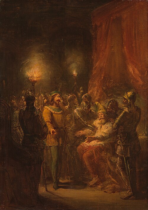 Anno 1465. Hertog Arnoud van Gelre wordt door zijn zoon Adolf gevangen genomen, 1850, Barend Wijnveld