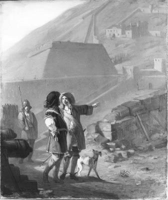 Anno 1692. Menno van Couhoorn leidt Vauban rond door de vestingwerken van Namen, 1865, Barend Wijnveld