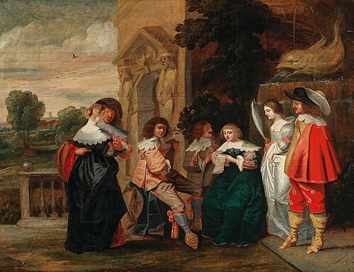 Elegant company making music, 1650, Christoffel Jacobsz van der Laemen