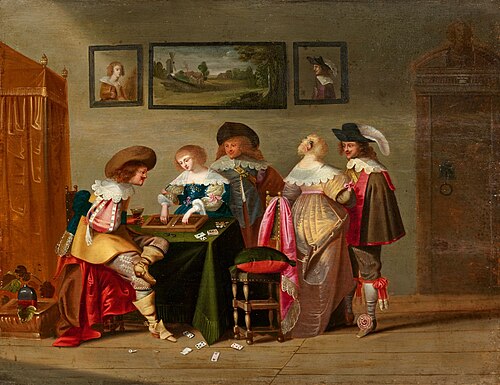 Merry Company playing a Board Game, 1650, Christoffel Jacobsz van der Laemen