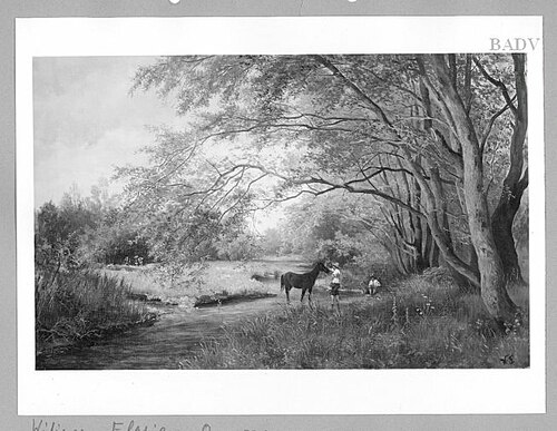 Gartenlandschaft mit Pferd und Knaben, 1878, Olga Wisinger-Florian