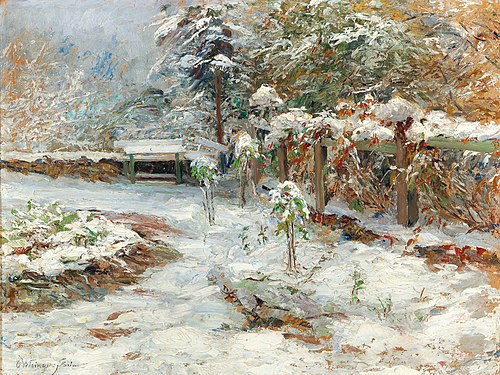 October snow, motiv from the garden of castle Hartenstein, 1926, Olga Wisinger-Florian