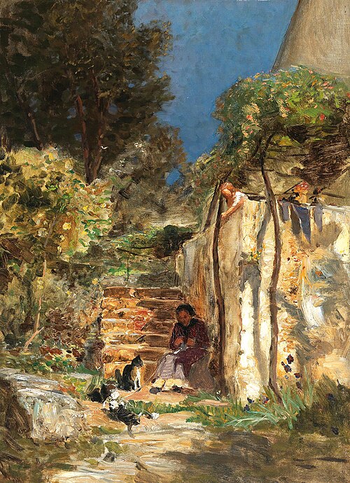 Kittens playing in a southern landscape, 1926, Olga Wisinger-Florian