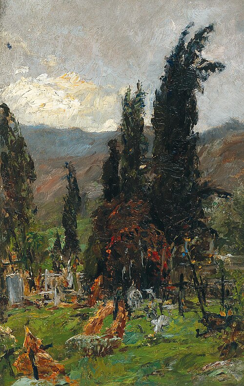 View of a cemetery at dusk, 1926, Olga Wisinger-Florian