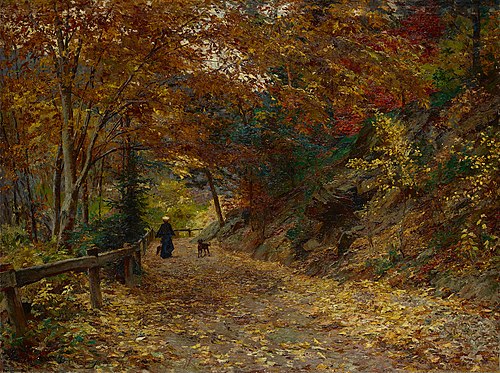 Falling leaves, by Olga Wisinger-Florian, 1899, Olga Wisinger-Florian