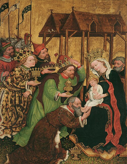 Anbetung der Heiligen Drei Könige (Innenseite); Erwählung Josephs und Vermählung Mariens (Außenseite, 1460, Leonhard von Brixen