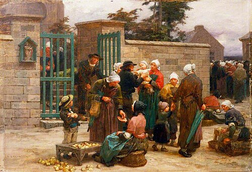 Le Pardon de Plourin, Brittany: Peasants Leaving Church, 1877, Léon Augustin Lhermitte