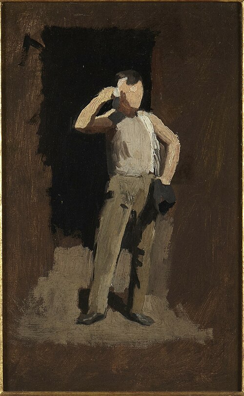 Boy in Brown, study for The Ironworkers' Noontime, 1880, Thomas Pollock Anshutz