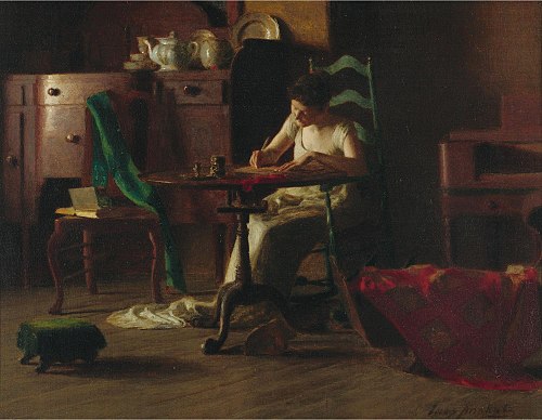Woman writting on a table, 1905, Thomas Pollock Anshutz