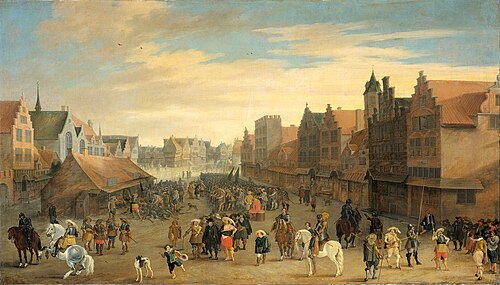 The disbanding of the 'waardgelders' (mercenaries in the pay of the town government) by Prince Mauri, 1625, Joost Cornelisz. Droochsloot