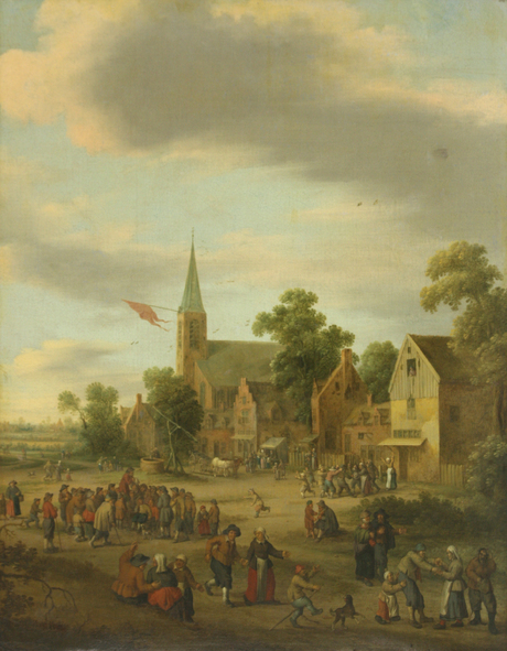 Village street. Red letter day, 1650, Joost Cornelisz. Droochsloot