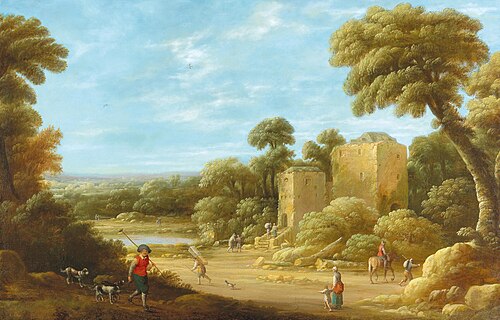 A landscape with figures in front of a ruin, 1666, Joost Cornelisz. Droochsloot