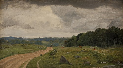 Landscape at Kongens Møller, Sealand. Afternoon Light, 1844, Peter Christian Skovgaard